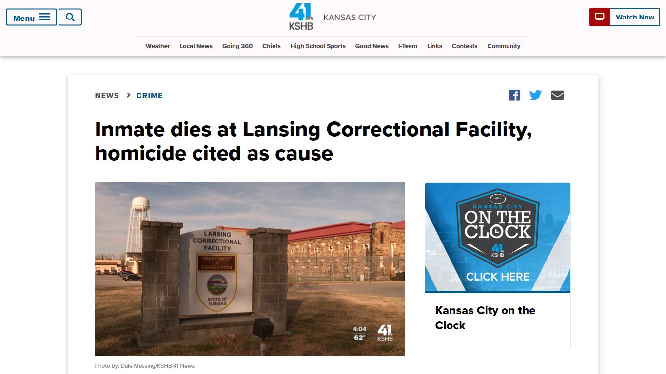 Inmate dies at Lansing Correctional Facility, homicide cited as cause